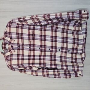 Alex Mill‎ Plaid Flannel Button Up Shirt - Colorful Red Cream Blue Size Large